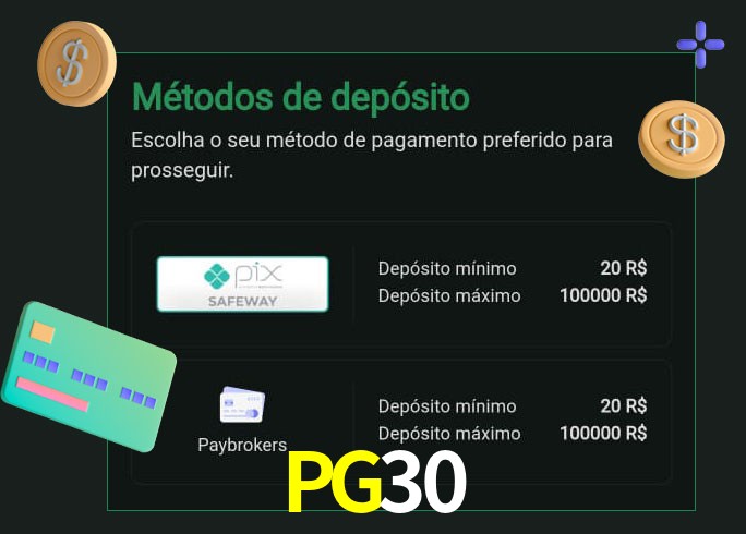 O cassino PG30 oferece uma grande variedade de métodos de pagamento